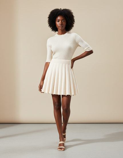 jupe plissée creme