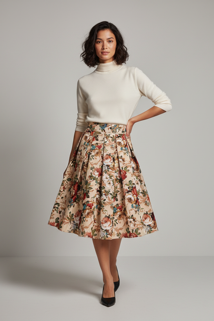 Jupe Plissée florale vintage chic