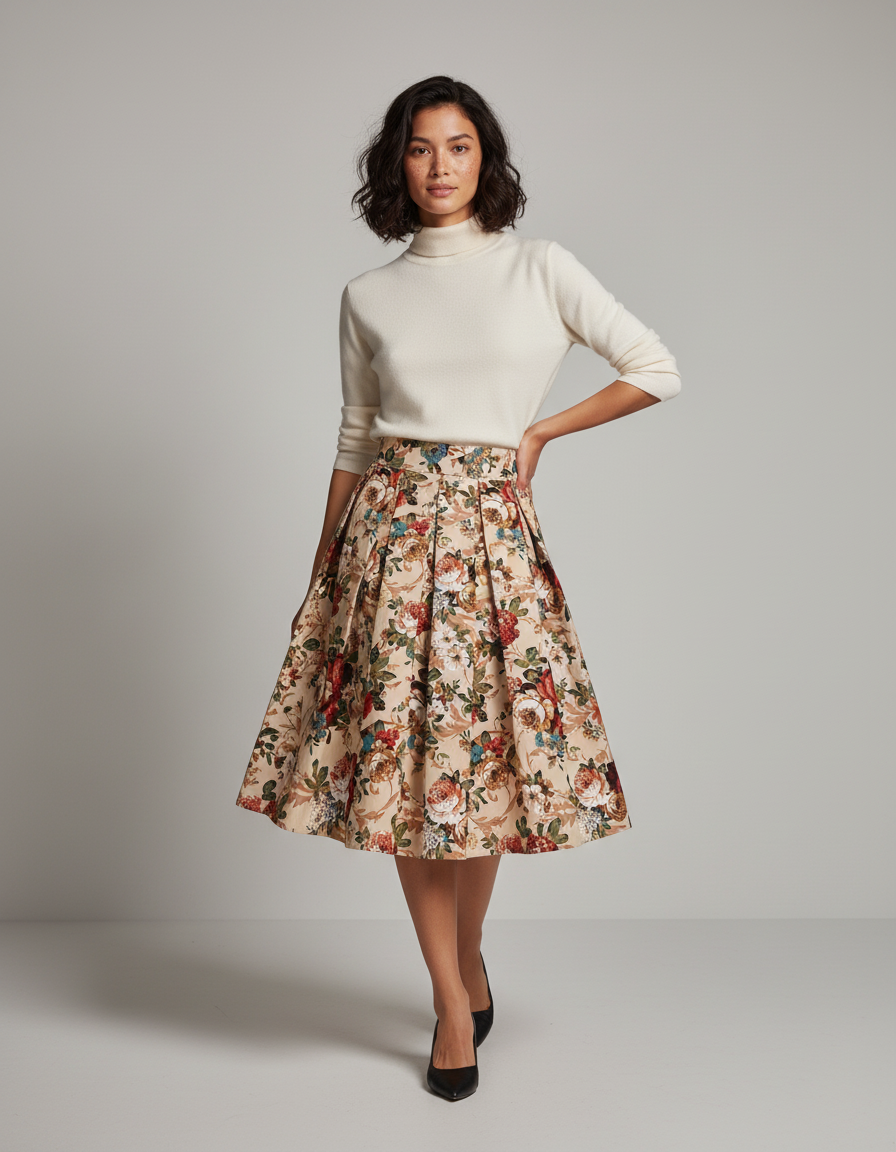 Jupe Plissée florale vintage chic