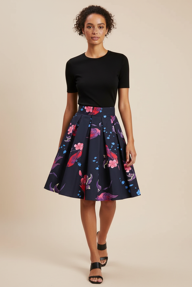 jupe plissée fleurie courte