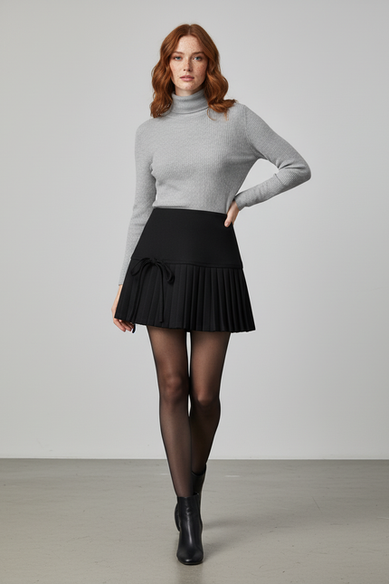 Jupe Plissée noire mini chic stylée