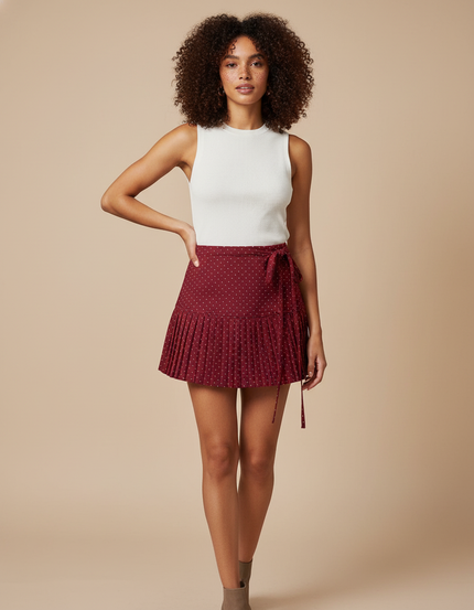 Jupe Plissée portefeuille Bordeaux chic