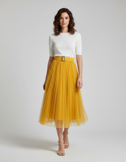 jupe plissée jaune