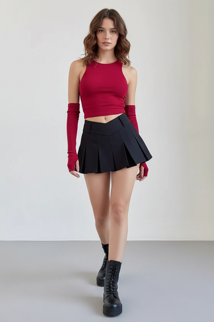 Jupe Plissée Noire Taille Haute Chic tendance