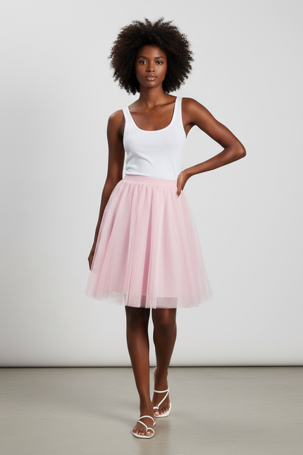 Jupe Plissée Rose Tulle Élégante