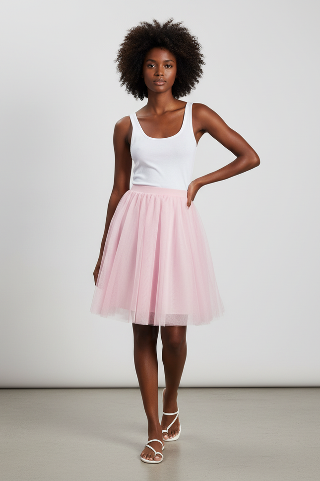 Jupe Plissée Rose Tulle Élégante