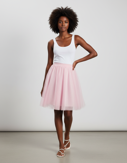 Jupe Plissée Rose Tulle Élégante