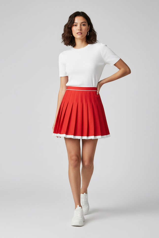 Jupe Plissée rouge et blanche décontractée