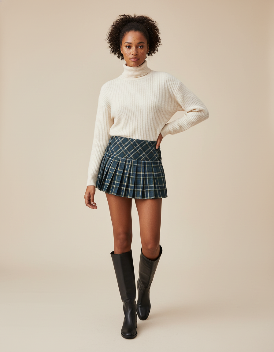 Jupe Plissée mini écossaise vintage
