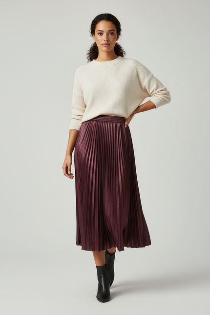 jupe satin plissée