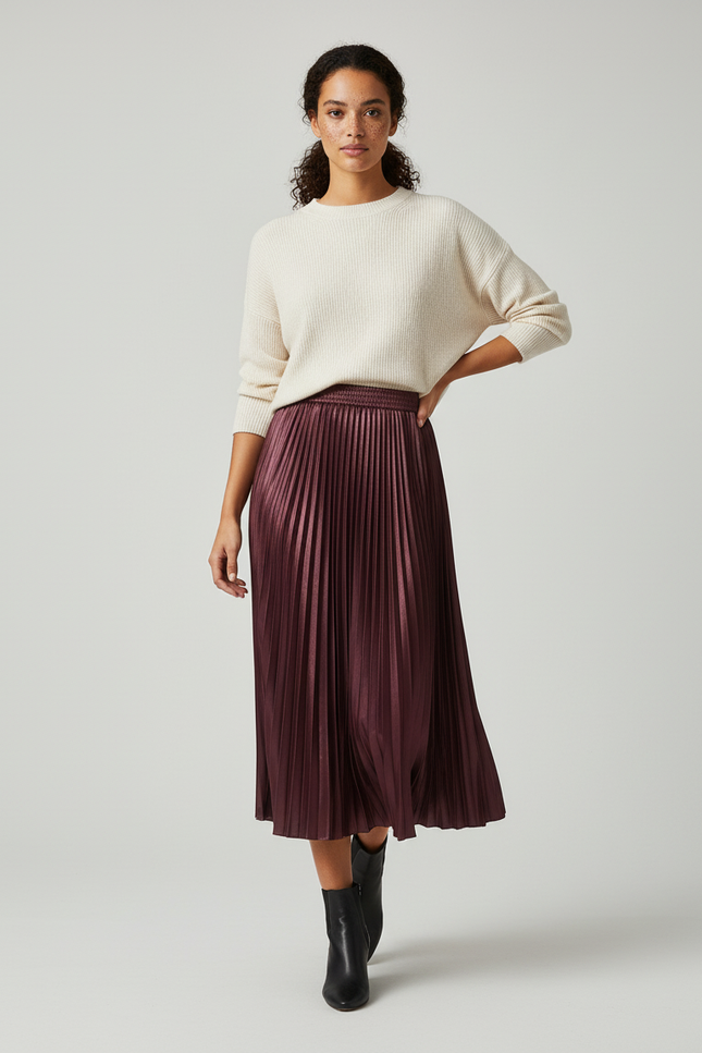 jupe satin plissée