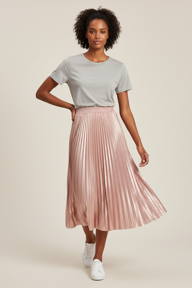 jupe plissée rose satin
