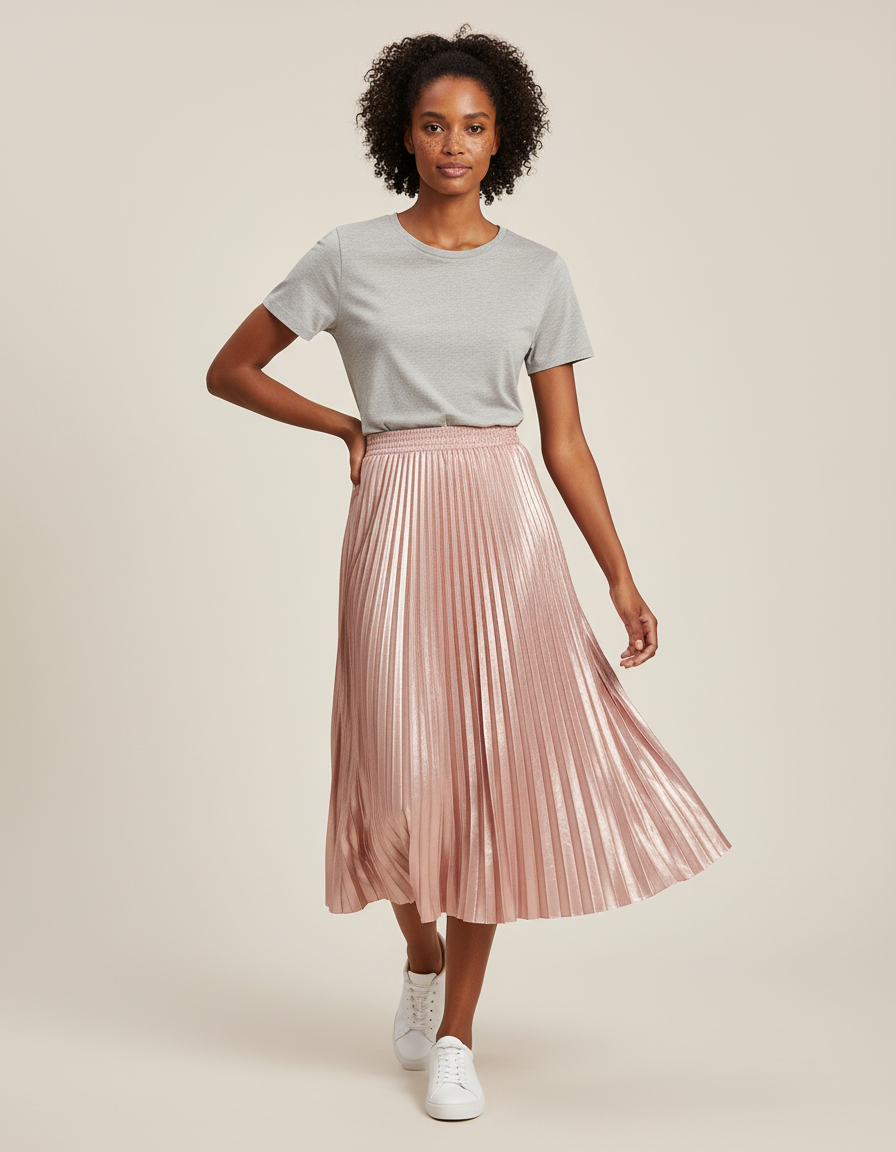 jupe plissée rose satin