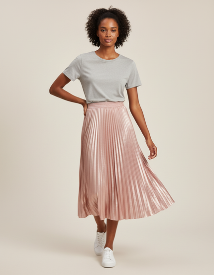 jupe plissée rose satin