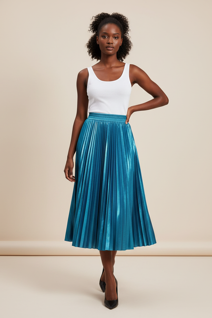 jupe plissée turquoise