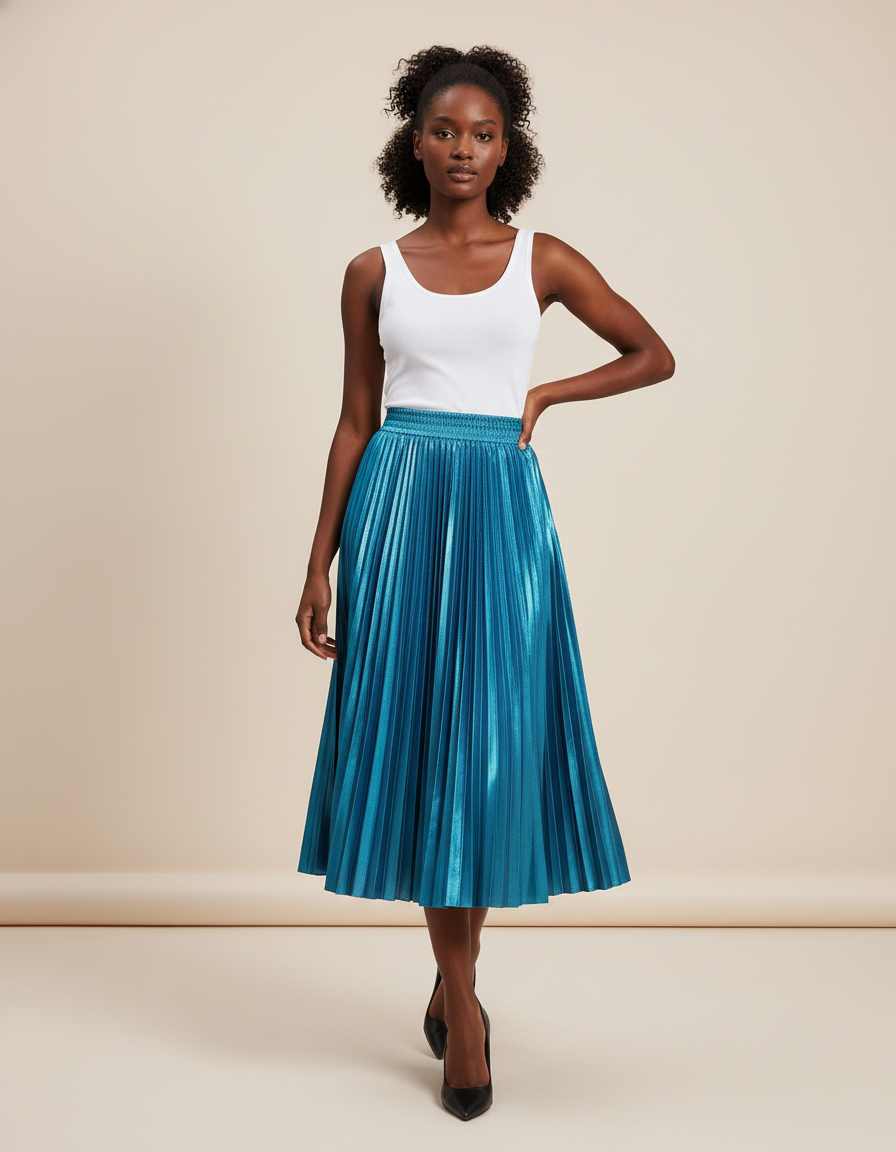 jupe plissée turquoise
