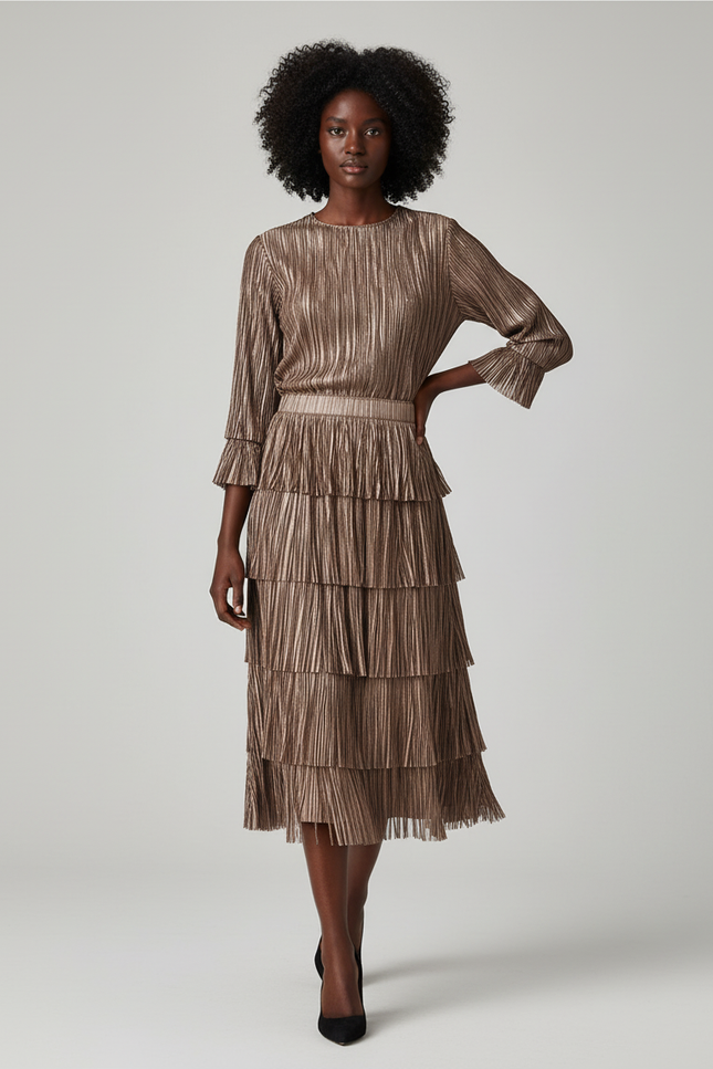 jupe plissée bronze