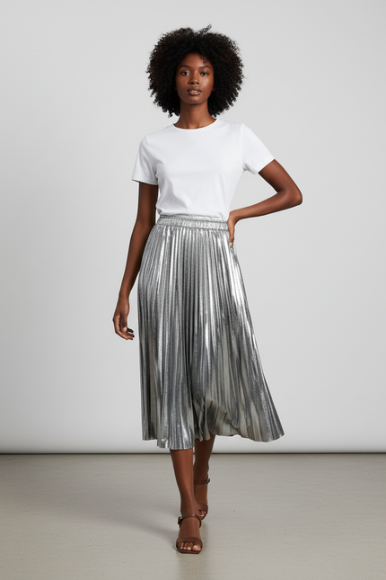 jupe argentée plissée
