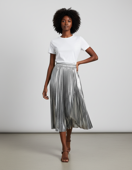jupe argentée plissée