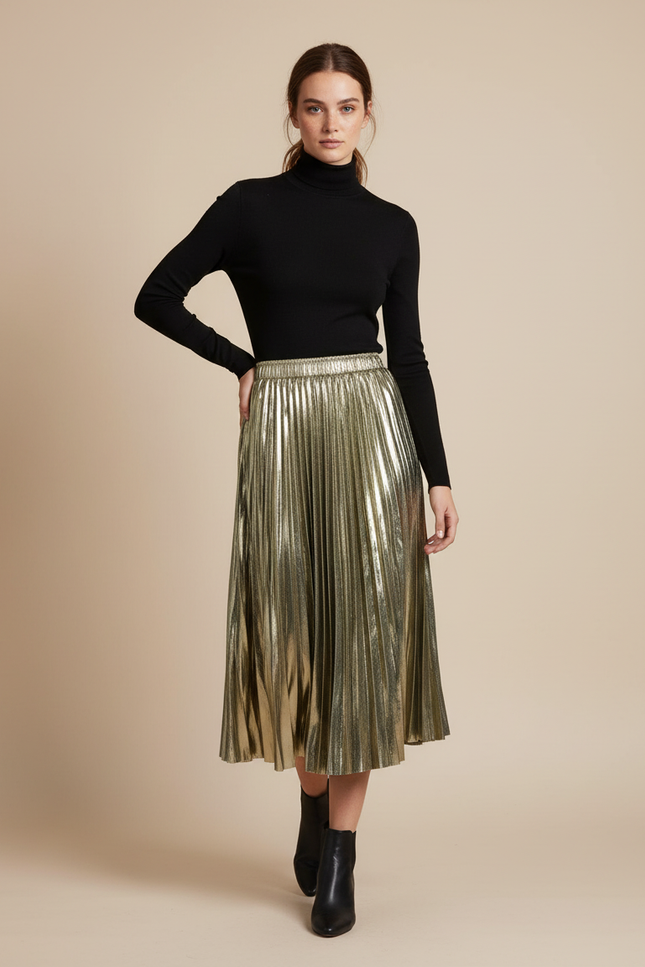 jupe plissée or
