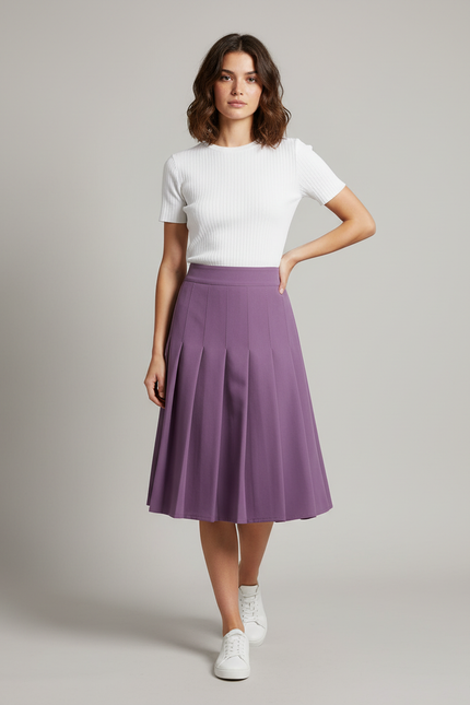 Jupe Plissée violette midi élégante