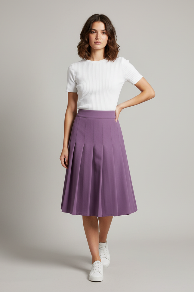 Jupe Plissée violette midi élégante