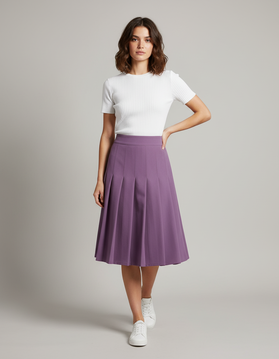 Jupe Plissée violette midi élégante