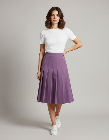 Jupe Plissée violette midi élégante