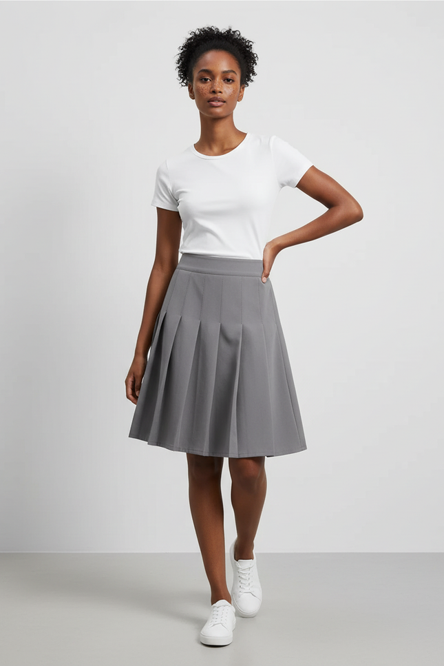 jupe plissée grise écolière