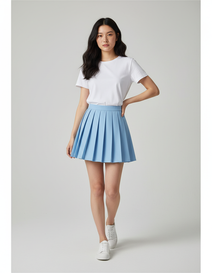 Jupe Plissée bleu clair évasée chic