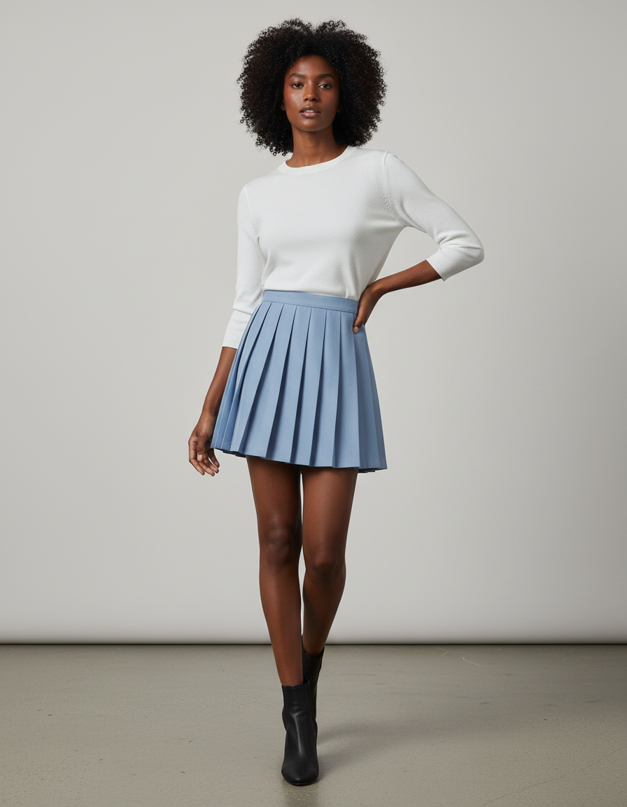 Jupe Plissée Bleu ciel Mini Chic