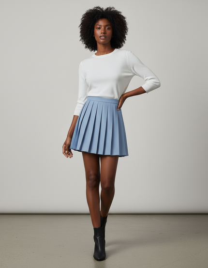 Jupe Plissée Bleu ciel Mini Chic