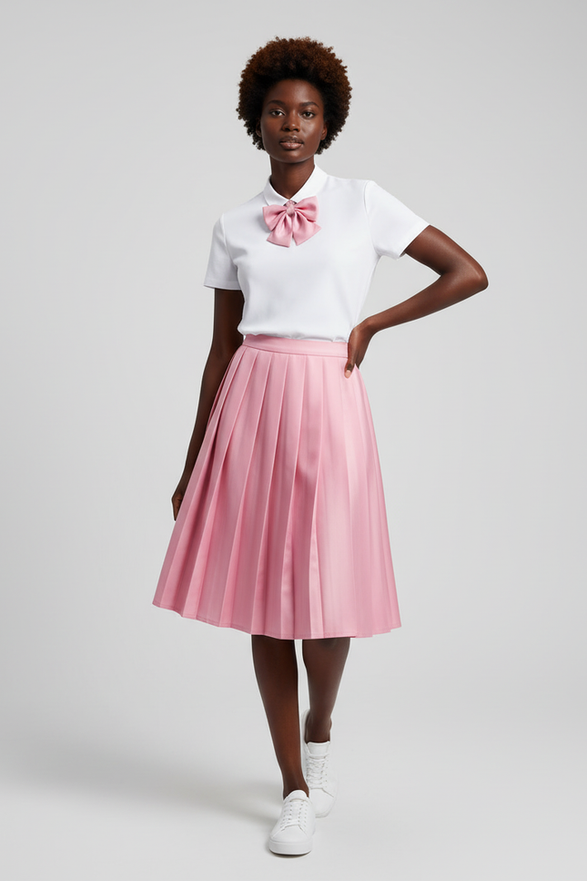 Jupe Plissée rose midi chic