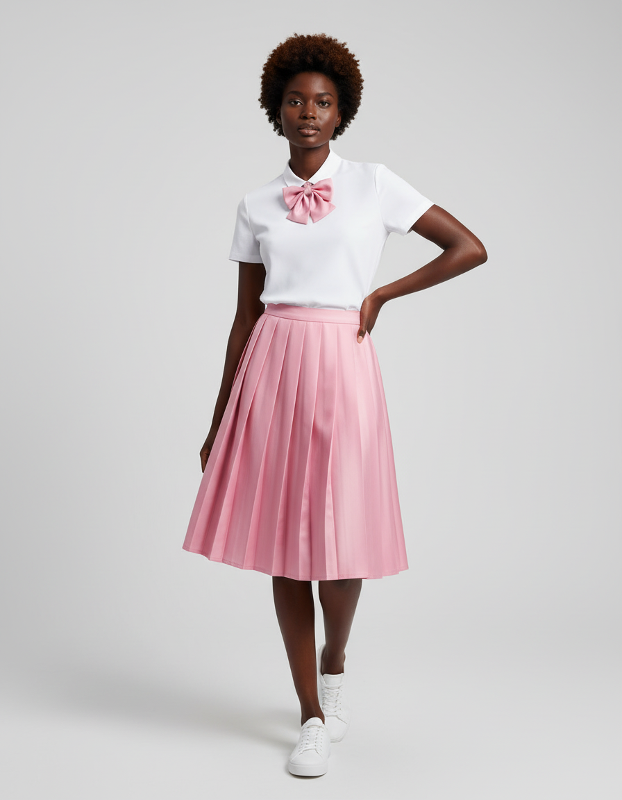 Jupe Plissée rose midi chic