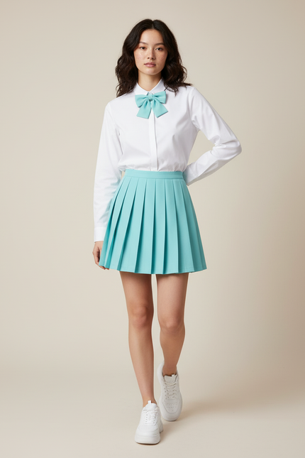 Jupe Plissée turquoise mini chic