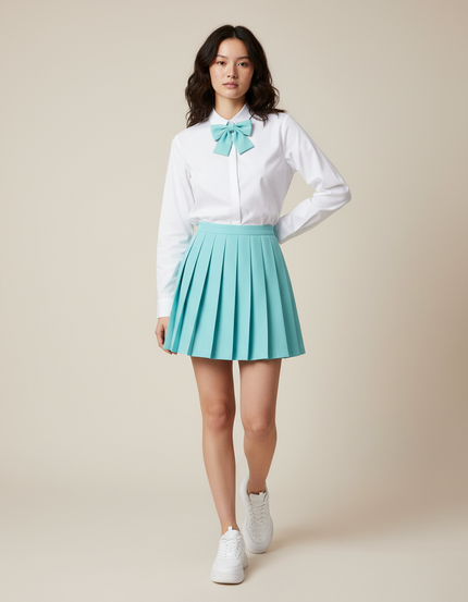 Jupe Plissée turquoise mini chic