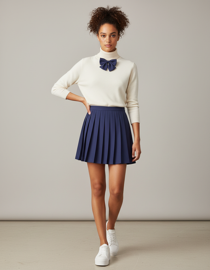 Jupe Plissée bleu marine mini chic
