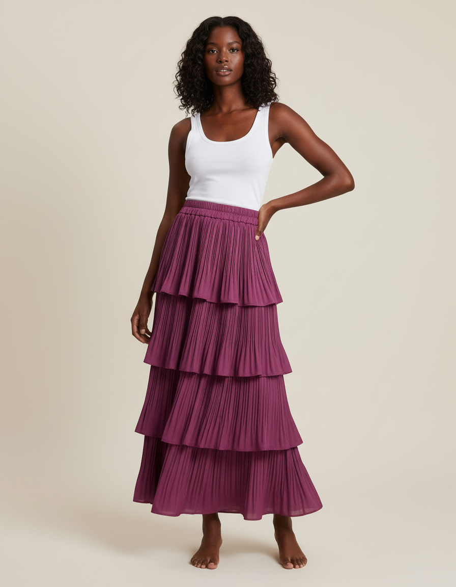 jupe plissée fuchsia