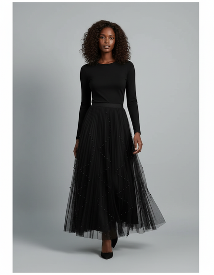 jupe plissée voile noir