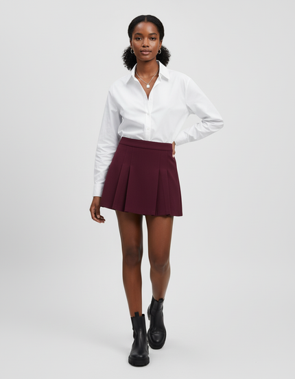 Jupe Plissée bordeaux mini chic raffinée