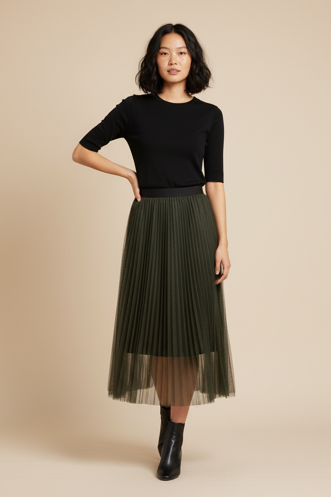 jupe longue plissée voile