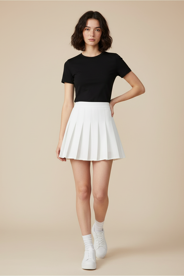 Jupe Plissée Blanche Taille Haute Scolaire