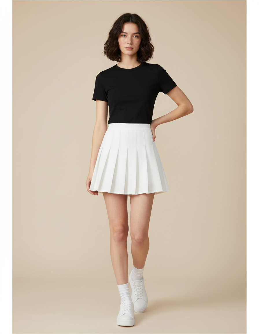 Jupe Plissée Blanche Taille Haute Scolaire