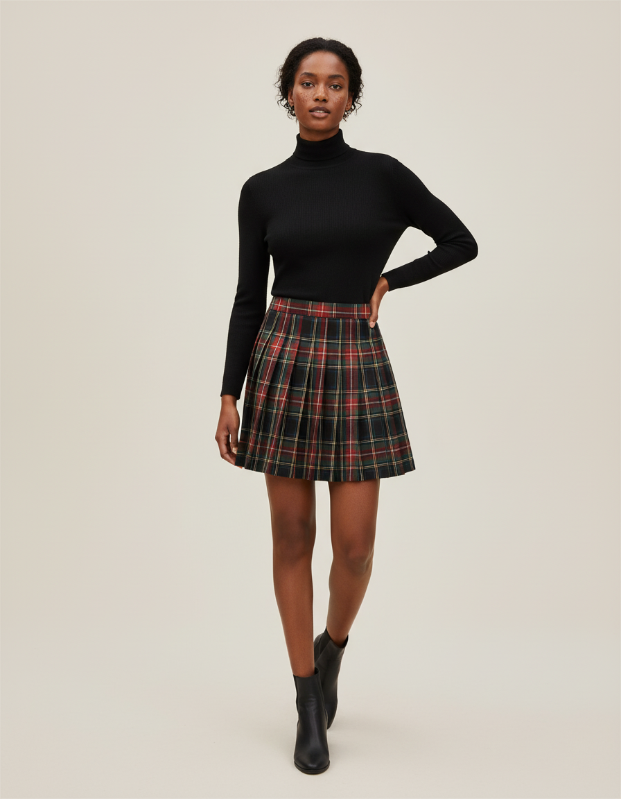 Jupe Plissée mini écossaise chic raffinée