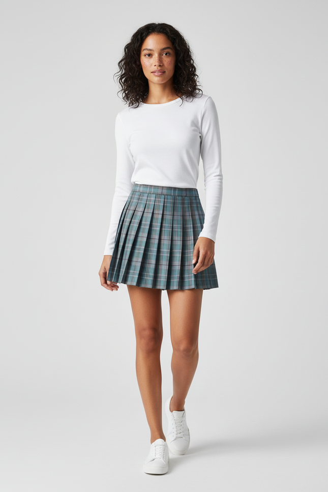 jupe plissée courte carreaux