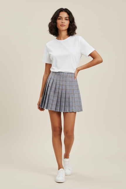 Jupe Plissée Mini Carreaux Chic raffinée