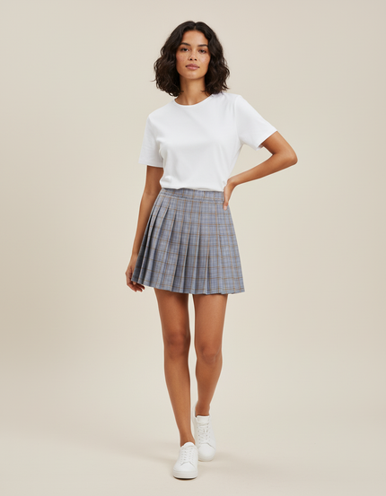 Jupe Plissée Mini Carreaux Chic raffinée