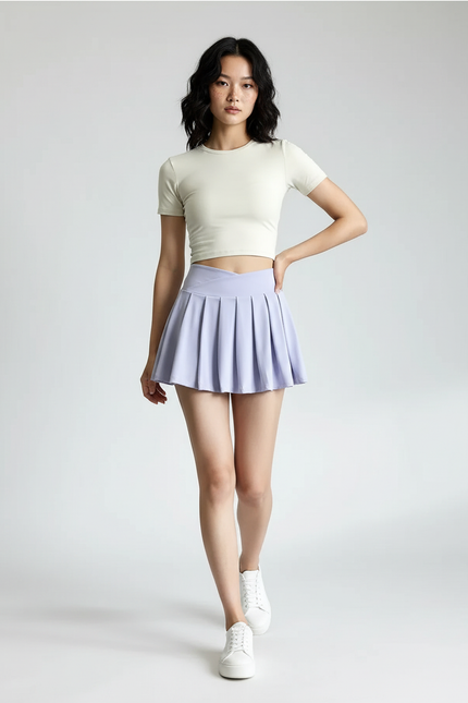 Jupe Plissée Lavande Taille Haute Fluide
