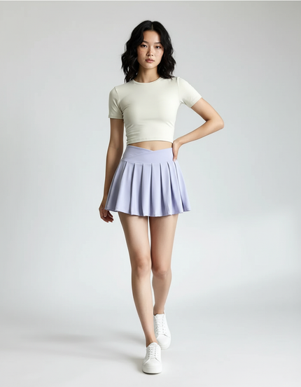 Jupe Plissée Lavande Taille Haute Fluide