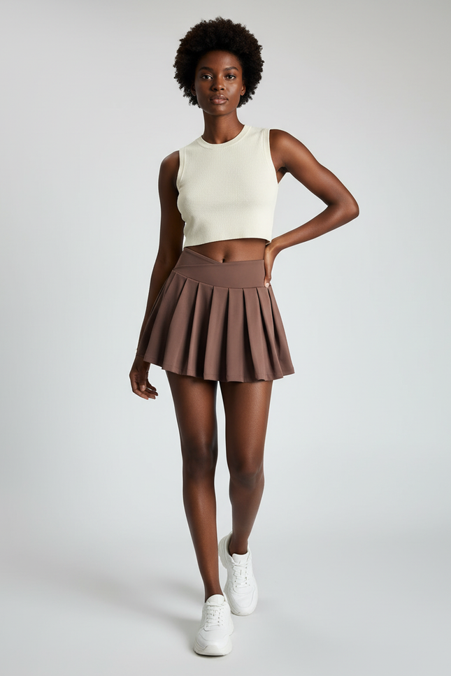 Jupe Plissée marron sport fluide